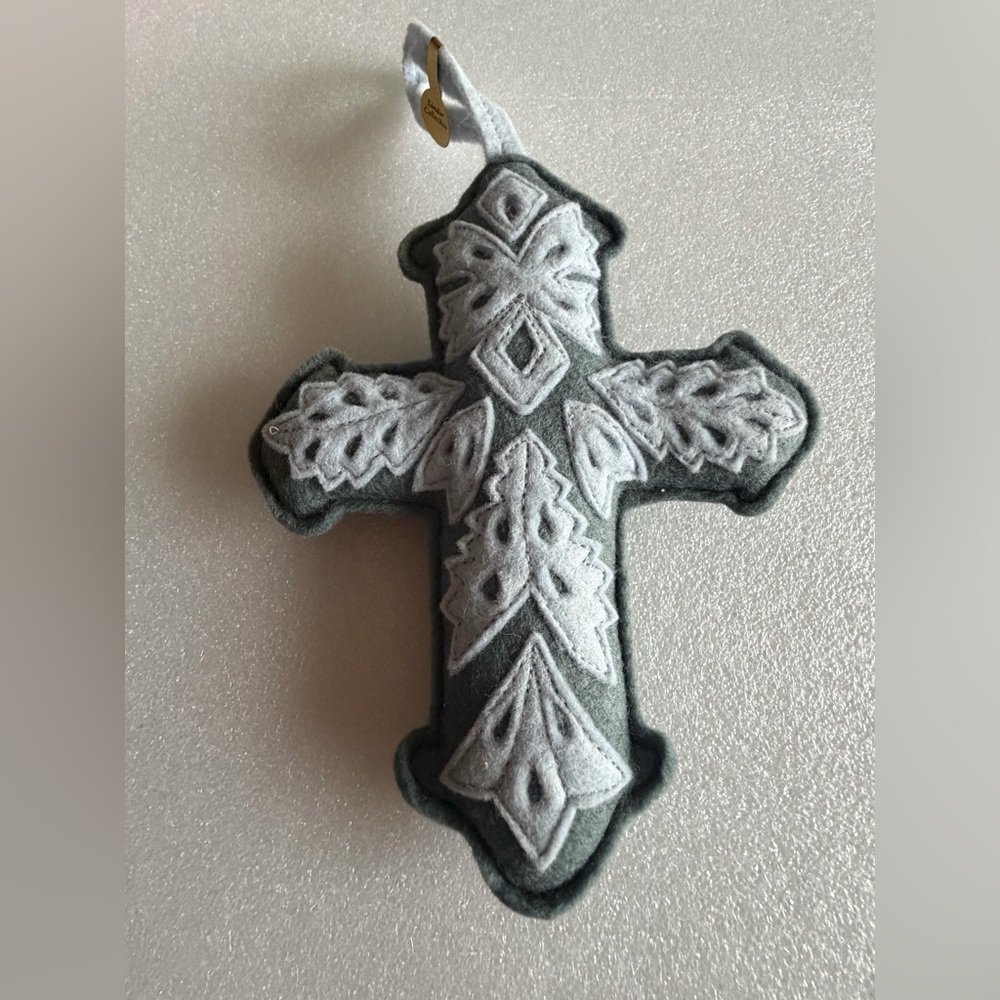 Crafted In Hungary Religious Easter Cross Felted Wool Ornament Sandor Collection